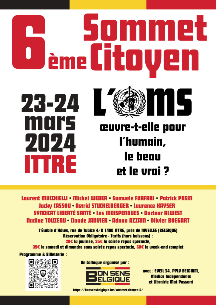 Bon Sens Belgique 6e Sommet Citoyen Affiche Colloque OMS Traité Pandémies RSI